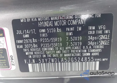 2018 Hyundai Santa Fe Sport 2.0T Ultimate z USA, uszkodzony, nr VIN 5XYZWDLA5JG524855